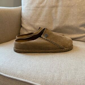 Birkenstock Zermatt Premium Brown/Taupe Suede Mules, size 37